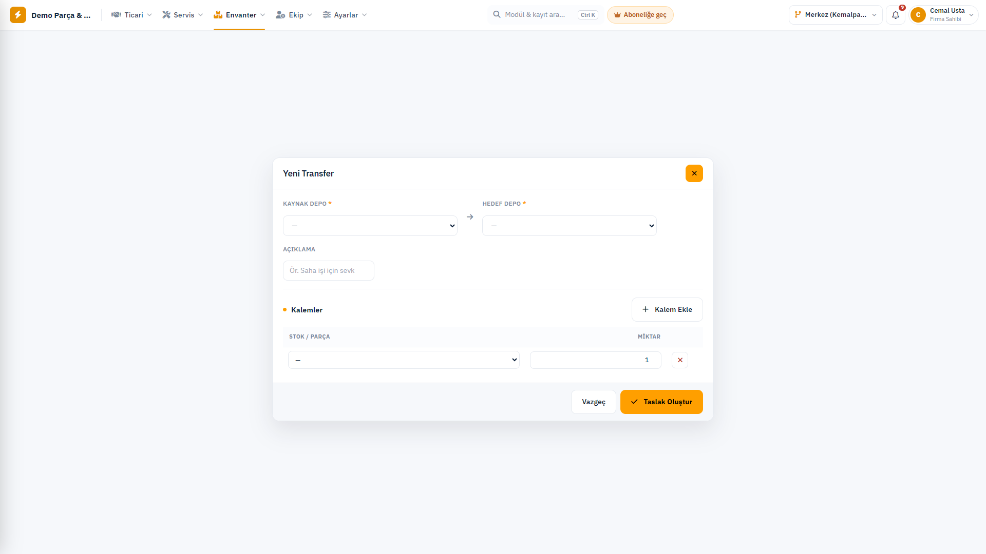 Transfer formu
